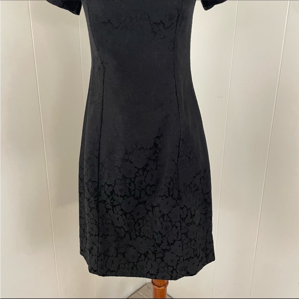 Vintage 80s 90s Lace Jacquard Dress Women’s S Mini Sheath Off Shoulder Cocktail‎ - Picture 3 of 8